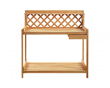 FaFurn - Solid Wood Garden Work Table Potting Bench in Natural Finish