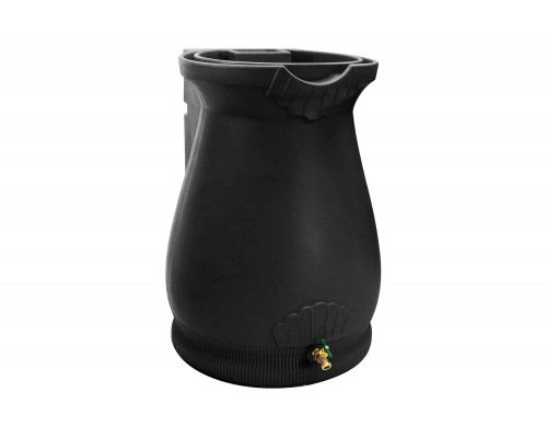 FaFurn 65 Gallon Plastic Urn Rain Barrel with Planter Top - Black