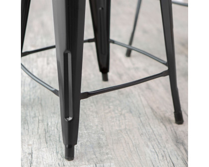 FaFurn - Set of 2 Modern Barstool in Black