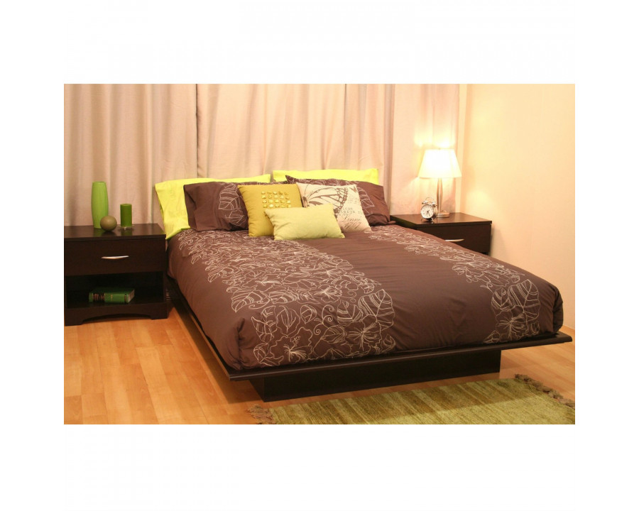 FaFurn - Queen Size Platform Bed Frame in Dark Brown, Wood