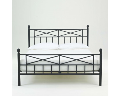 FaFurn - Full Size Platform Bed Frame with Headboard Footboard and Wood Slats in Black, Metal