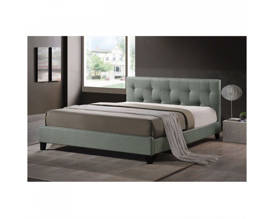 FaFurn Queen Size Platform Bed Frame with Headboard - Gray