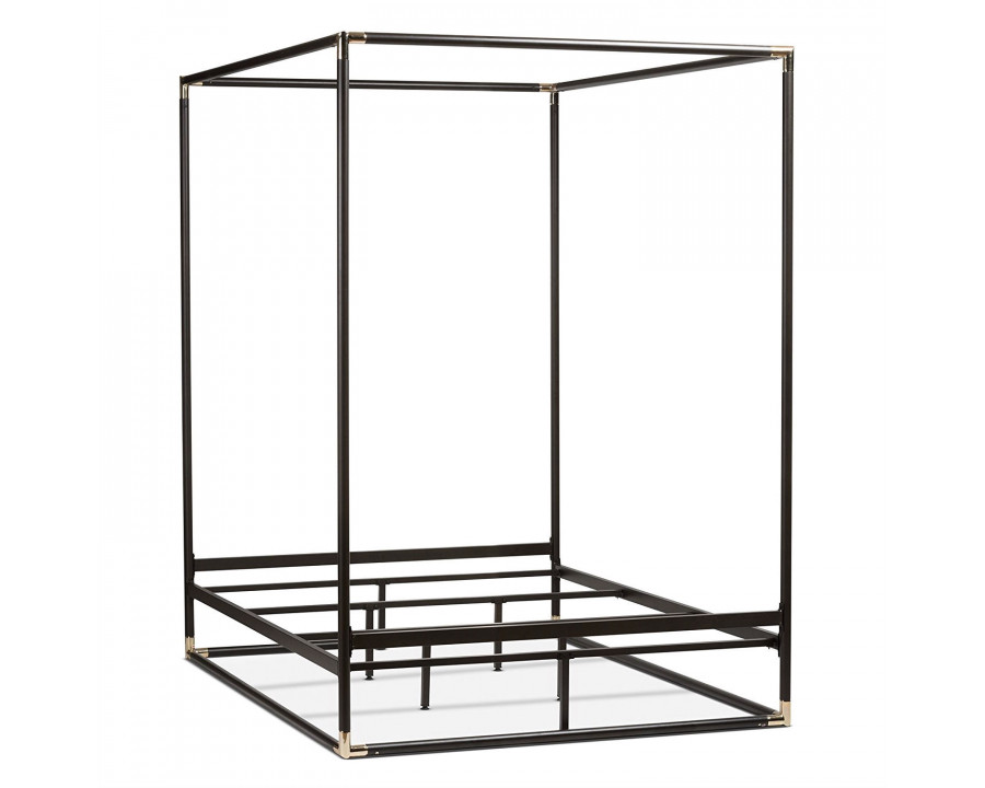 FaFurn - Industrial Queen Size Canopy Bed Frame in Black, Metal