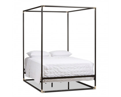 FaFurn - Industrial Queen Size Canopy Bed Frame in Black, Metal