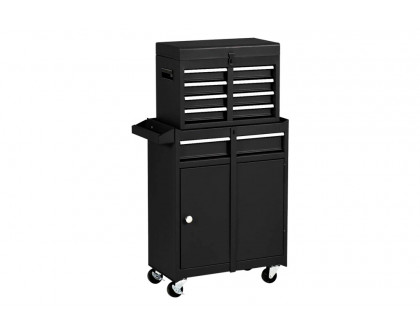 FaFurn Rolling Lockable Garage Tool Chest - Black, Heavy Duty Steel