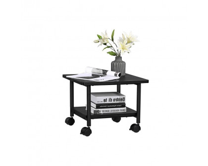 FaFurn - Printer Stand with Bottom Shelf in Black, Metal/Wood