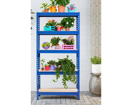 FaFurn Heavy Duty 60 Inch Adjustable 5-Shelf Metal Storage Rack - Navy Blue