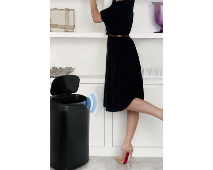 FaFurn - Black 13-Gallon Kitchen Trash Can with Touch Free Motion Sensor Lid