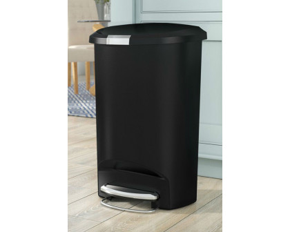 FaFurn - Black 13-Gallon Kitchen Trash Can with Foot Pedal Step Lid