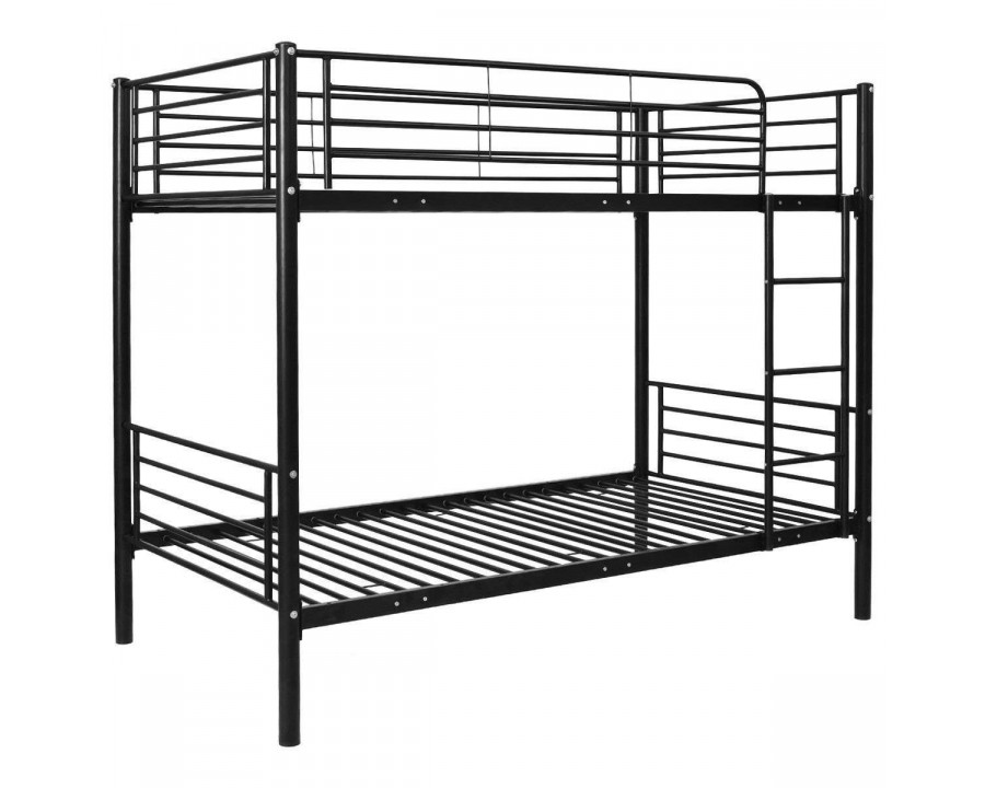 FaFurn - Twin Size Bunk Bed with Ladder in Black/White, Metal