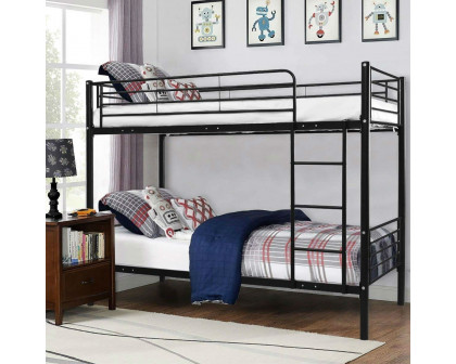 FaFurn - Twin Size Bunk Bed with Ladder in Black/White, Metal