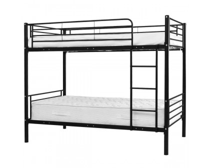 FaFurn - Twin Size Bunk Bed with Ladder in Black/White, Metal