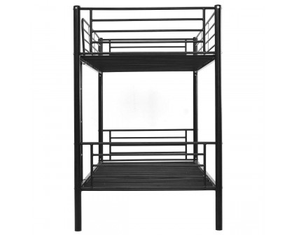 FaFurn - Twin Size Bunk Bed with Ladder in Black/White, Metal