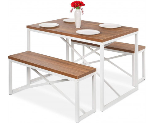 FaFurn 3-Piece Modern Dining Set - Walnut, Wood