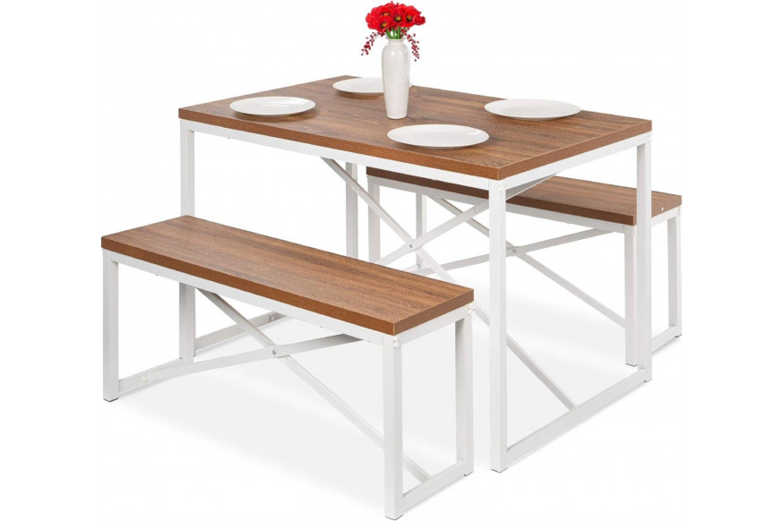 FaFurn™ 3-Piece Modern Dining Set - Walnut, Wood