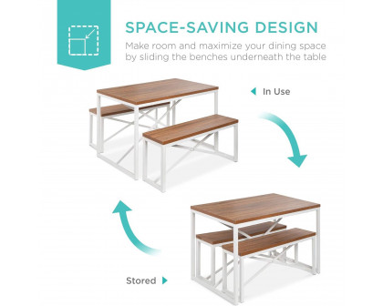 FaFurn™ 3-Piece Modern Dining Set - Walnut, Wood