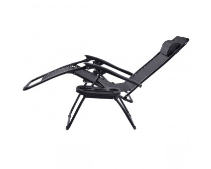 FaFurn - Set of 2 Folding Zero Gravity Recliner Chairs Set in Black