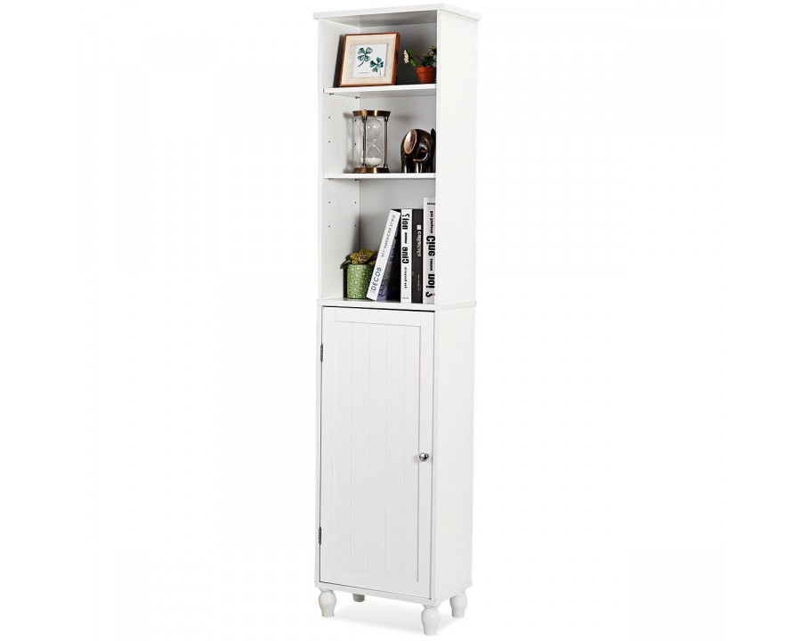 FaFurn Bathroom Linen Tower with Open Shelves - White, Wood