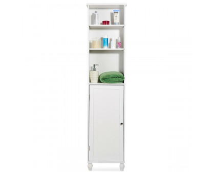 FaFurn Bathroom Linen Tower with Open Shelves - White, Wood