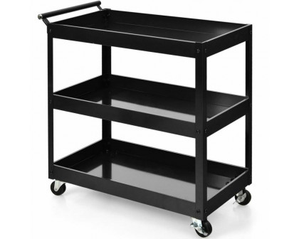 FaFurn Serving Utility Cart with 2 Bottom Shelves - Black, Steel