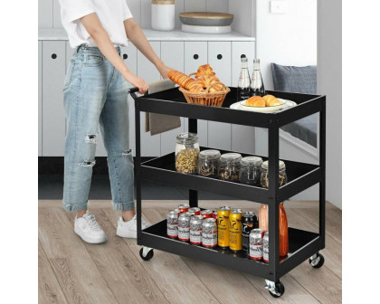 FaFurn Serving Utility Cart with 2 Bottom Shelves - Black, Steel