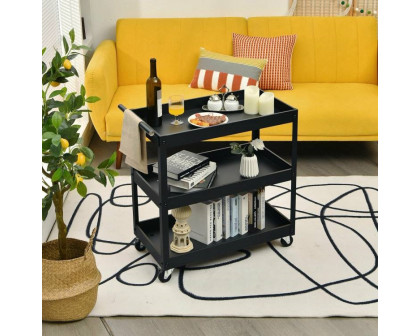 FaFurn Serving Utility Cart with 2 Bottom Shelves - Black, Steel