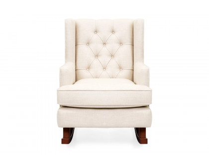 FaFurn - Beige Soft Tufted Upholstered Wingback Rocker Rocking Chair