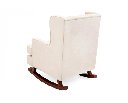 FaFurn - Beige Soft Tufted Upholstered Wingback Rocker Rocking Chair