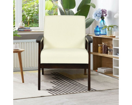 FaFurn Retro Accent Chair with Espresso Wood Frame - Beige