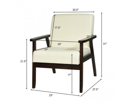 FaFurn Retro Accent Chair with Espresso Wood Frame - Beige