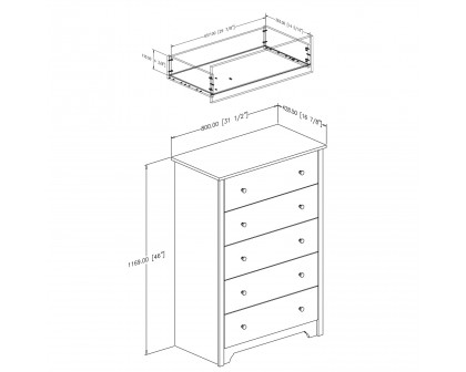 FaFurn - 5-Drawer Chest in Black