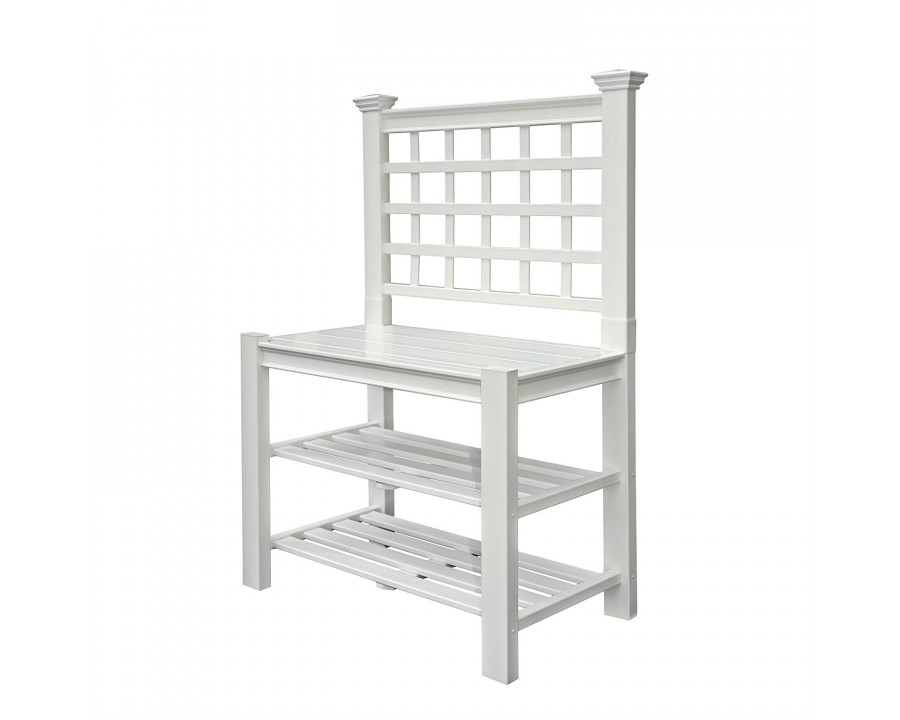 FaFurn - Garden Potting Bench with Shelves in White, Vinyl