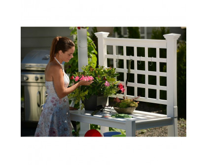 FaFurn - Garden Potting Bench with Shelves in White, Vinyl