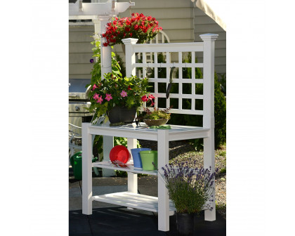 FaFurn - Garden Potting Bench with Shelves in White, Vinyl