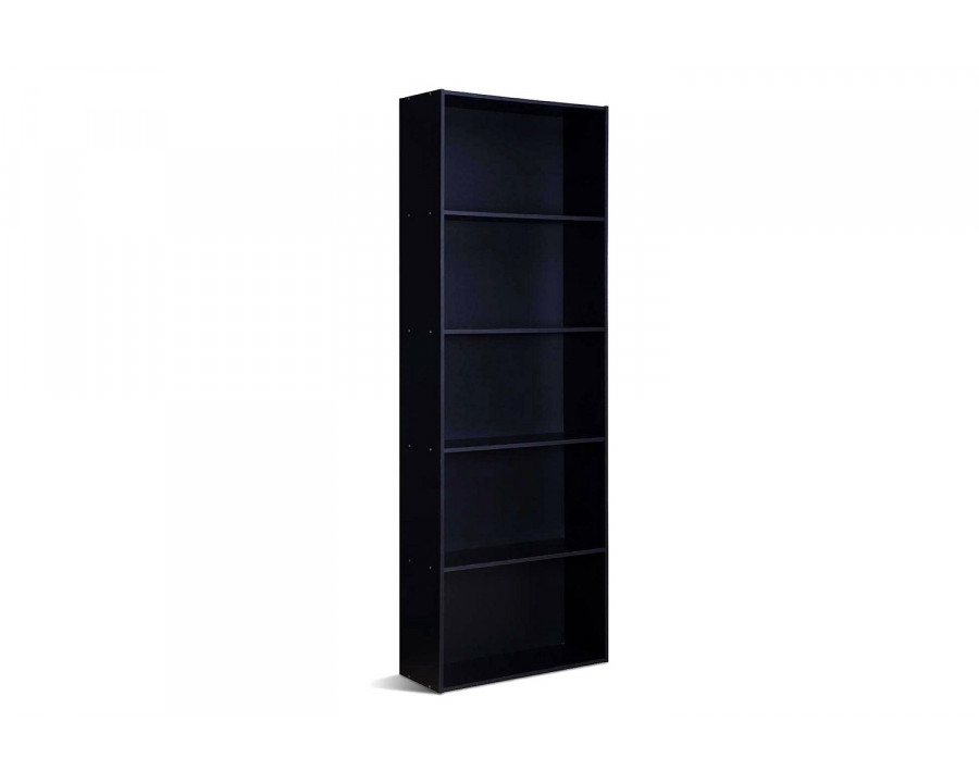 FaFurn Modern 5-Shelf Bookcase - Black