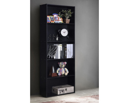 FaFurn Modern 5-Shelf Bookcase - Black