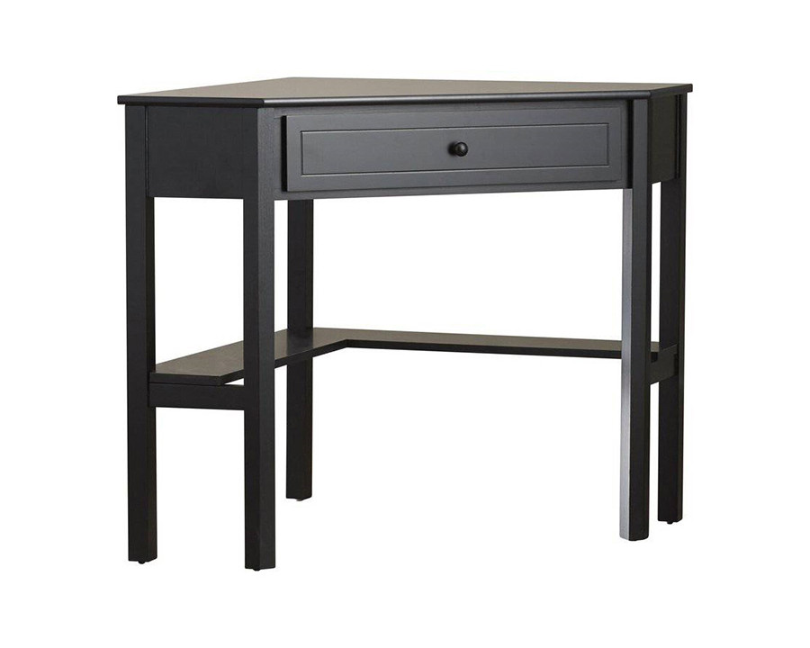 FaFurn - Corner Computer Desk in Black Wood