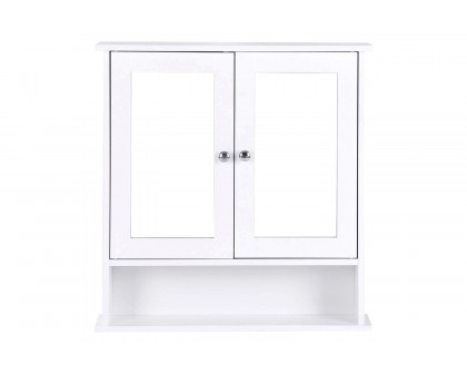 FaFurn - White Bathroom Wall Medicine Cabinet with Mirror and Open Shelf