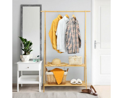 FaFurn™ Garment Rack Clothes with 2 Bottom Storage Shelves - Yellow, Iron