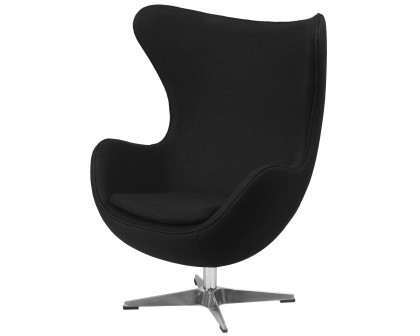 FaFurn Modern Egg Shaped Armchair - Black, Wool/Fabric