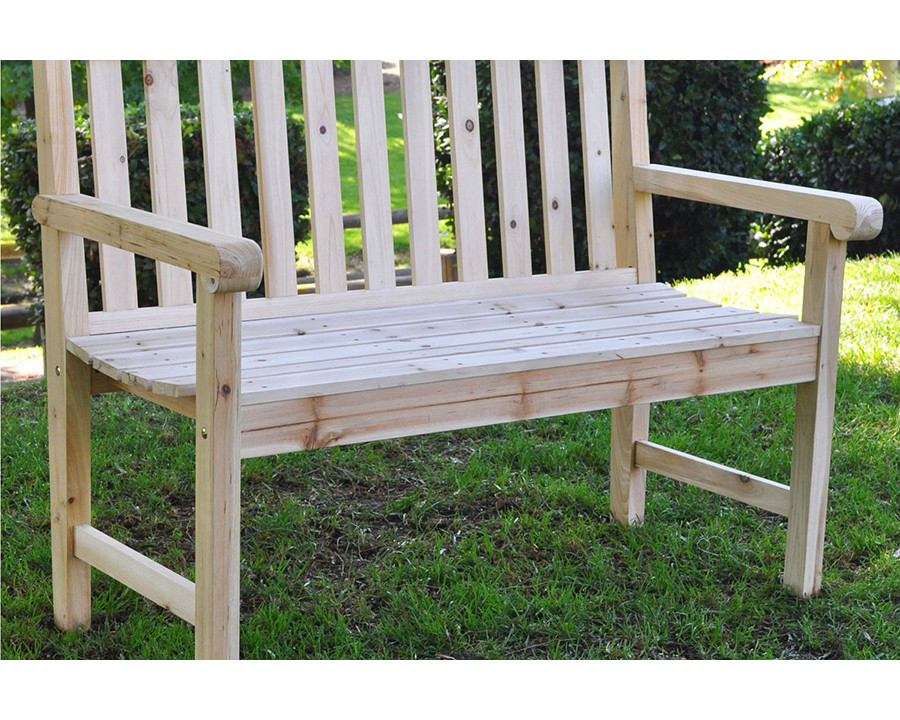 FaFurn - Outdoor Cedar Wood Garden Bench in Natural with 475Lbs. Weight Limit