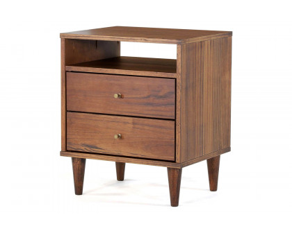 FaFurn - Farmhouse Rustic Mid Century 2 Drawer Nightstand