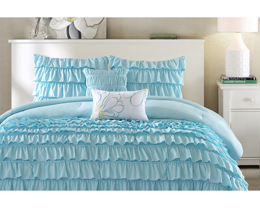 FaFurn Light Blue Full/Queen 5-Piece Comforter Set With2 Shams and 2 Pillows