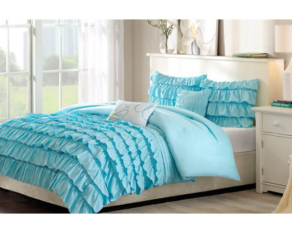 FaFurn Light Blue Full/Queen 5-Piece Comforter Set With2 Shams and 2 Pillows