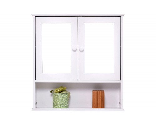 FaFurn - Simple Bathroom Mirror Wall Cabinet in White Wood Finish 23 X 22 Inch