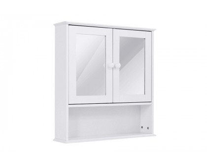 FaFurn - Simple Bathroom Mirror Wall Cabinet in White Wood Finish 23 X 22 Inch