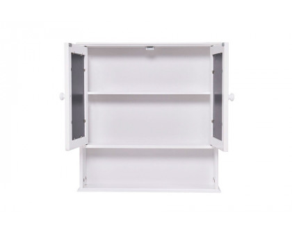 FaFurn - Simple Bathroom Mirror Wall Cabinet in White Wood Finish 23 X 22 Inch