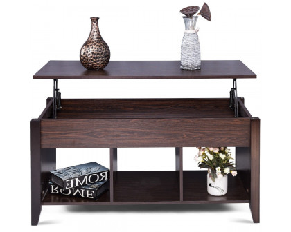 FaFurn™ Coffee Table with Bottom Storage Shelves - Brown, Wood