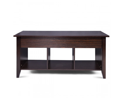 FaFurn™ Coffee Table with Bottom Storage Shelves - Brown, Wood