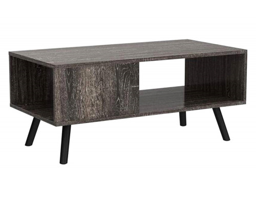 FaFurn Modern Mid-Century Coffee Table Living Room Storage Shelf - Rustic Black